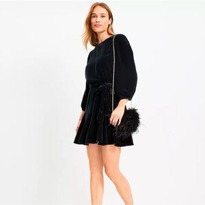 LOFT black Velvet Godet Mini Dress